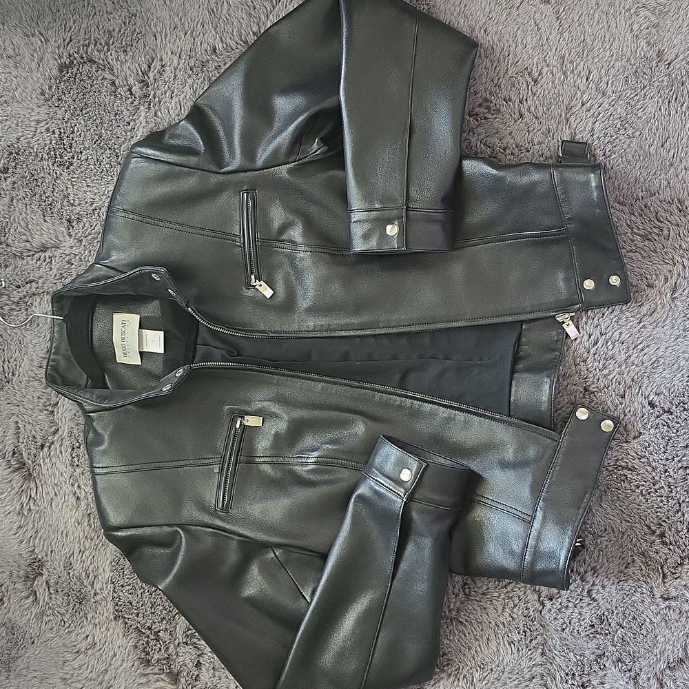 Hugo Buscati 100% Leather Moto Biker jacket size S Unisex Style